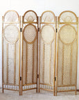 Round Rattan 4 Panel Screen Room Divider