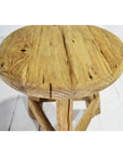 Round Rustic Workers Teak Stool 45cm