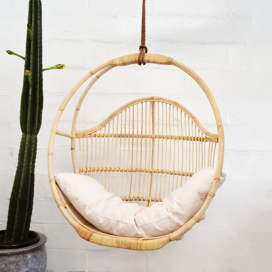 Natural Round Single Cane Hanging Chair – Paradise Living Co.