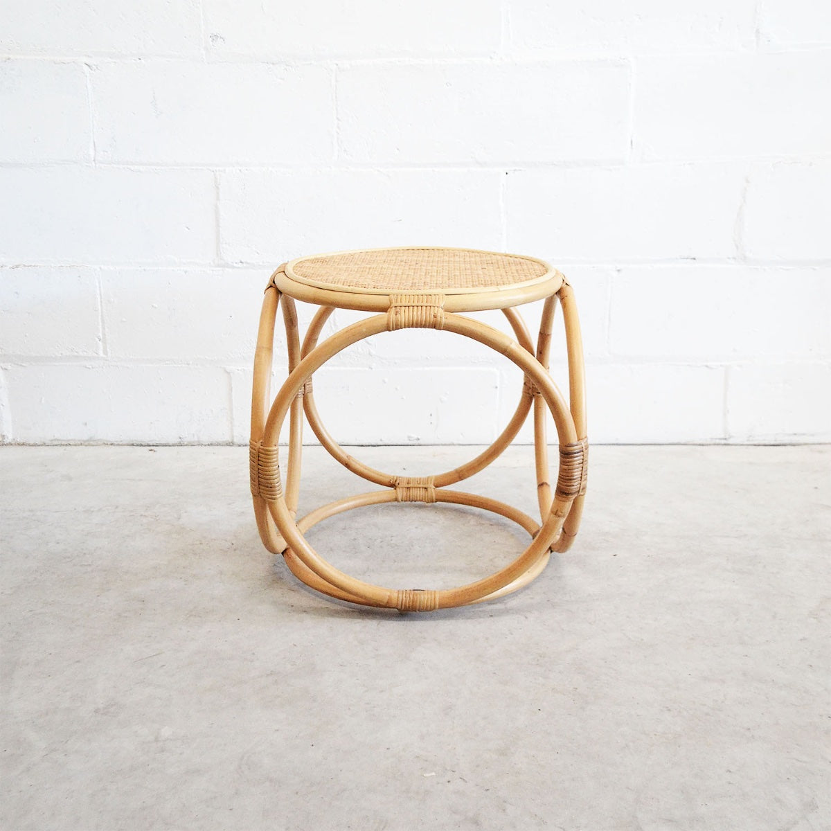 Round Woven Rattan Side Table