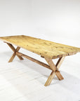 Rustic Teak Timber Cross Leg Dining Table 2m x 1m