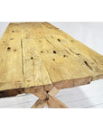 Rustic Teak Timber Cross Leg Dining Table 2m x 1m