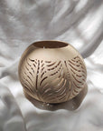 Sandy Carved Coconut Tea Light Cover - Leaf