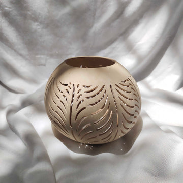 Sandy Carved Coconut Tea Light Cover - Leaf