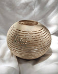 Sandy Carved Coconut Tea Light Cover - Lines