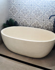 Oval Concrete Terrazzo Stone Bath 1750x900x550mm - Sandy White