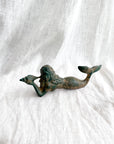 Small Aged Brass Mermaid Laying