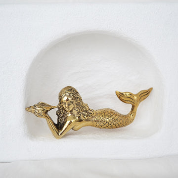 Small Brass Mermaid Laying