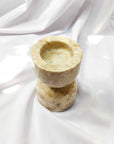 Small Hikari Beige Marble Stone Candle Holder