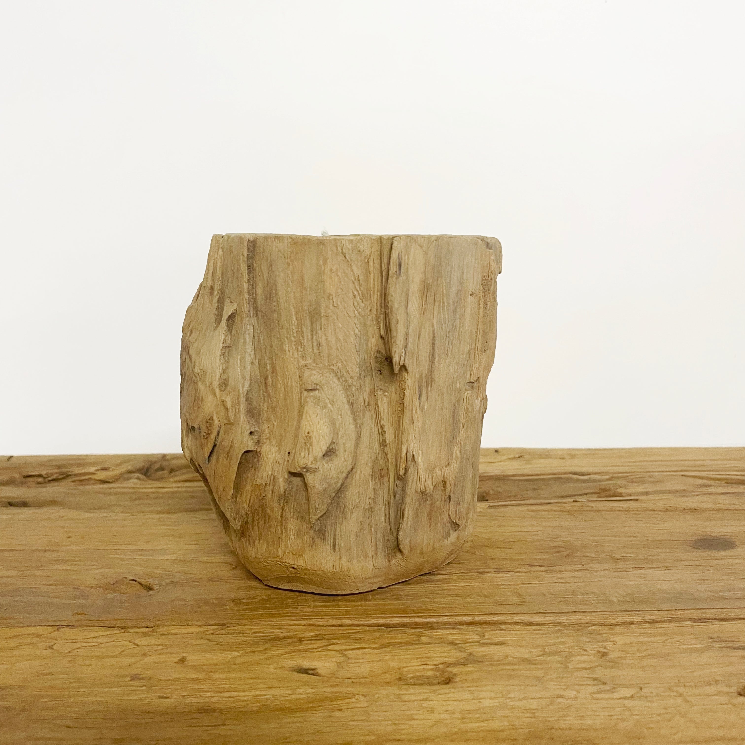 Rustic Teak Candle - Small 11x14cm