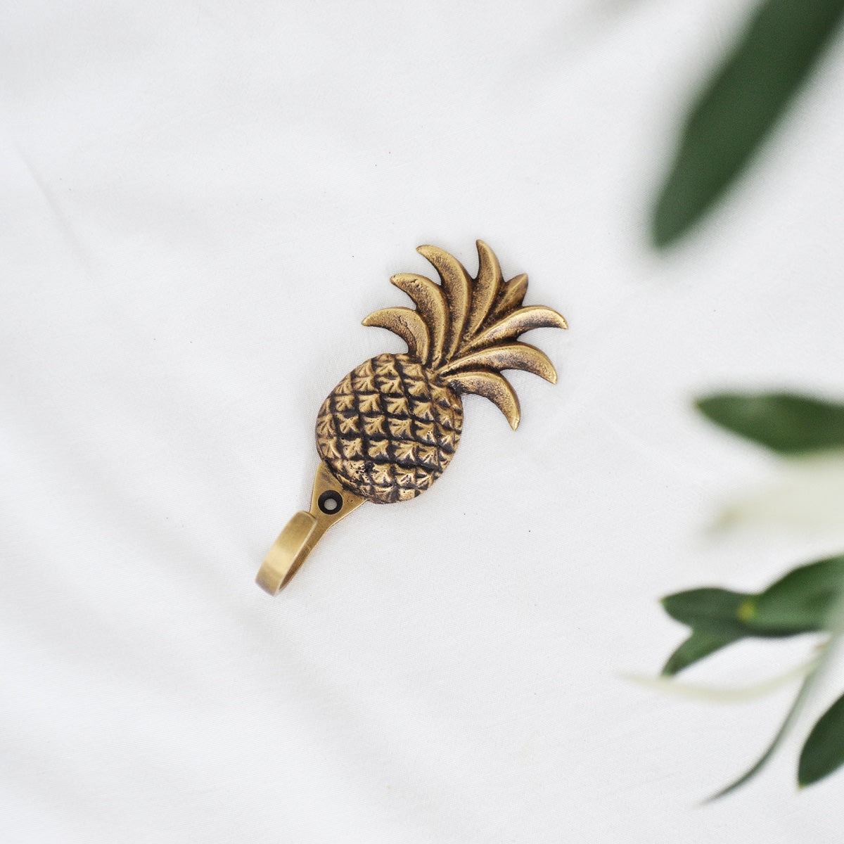 Small Tropical Pineapple Brass Wall Hook 8cm
