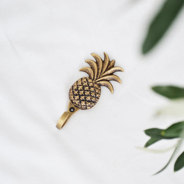 Small Tropical Pineapple Brass Wall Hook 8cm