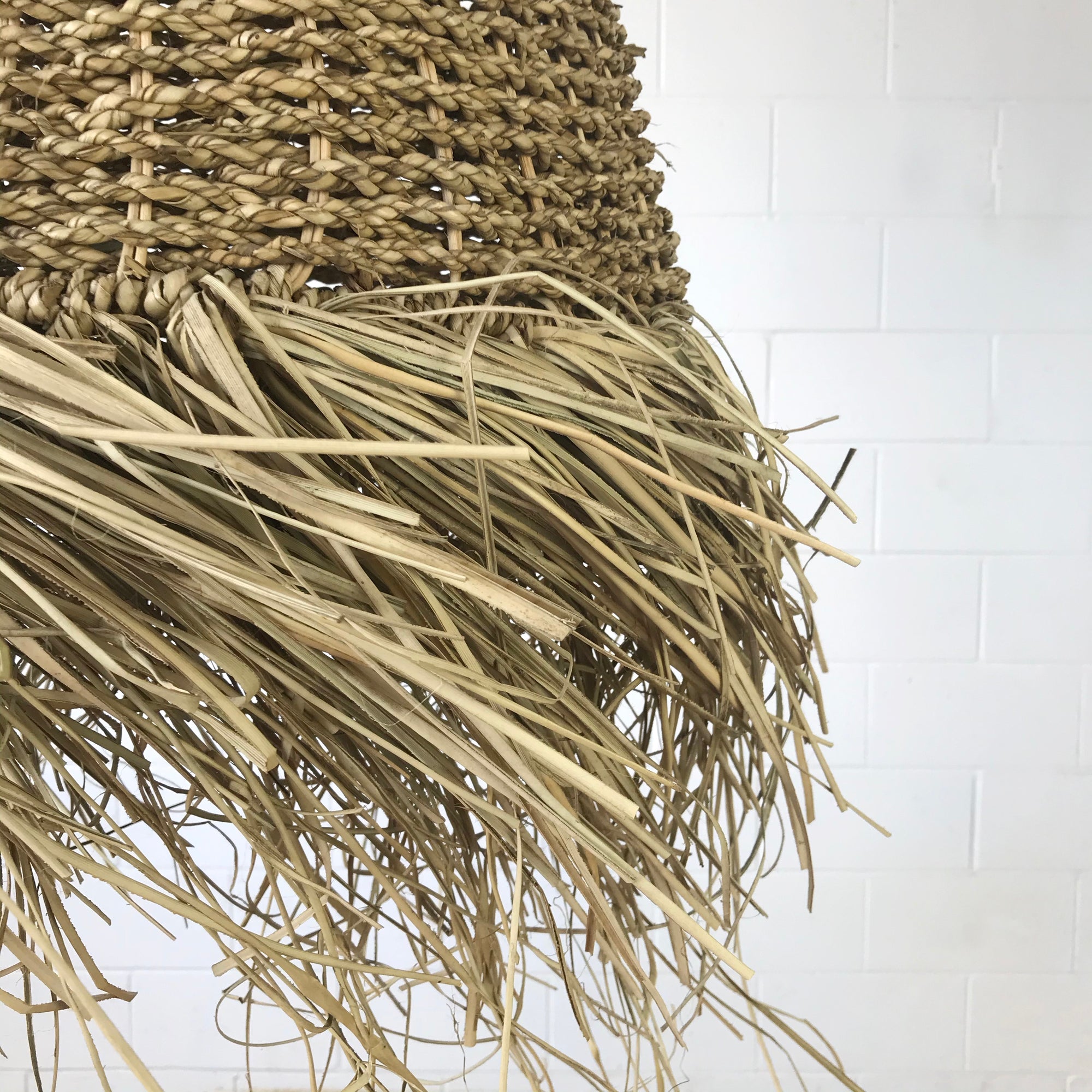 Medium Natural Seagrass Fringe Pendant