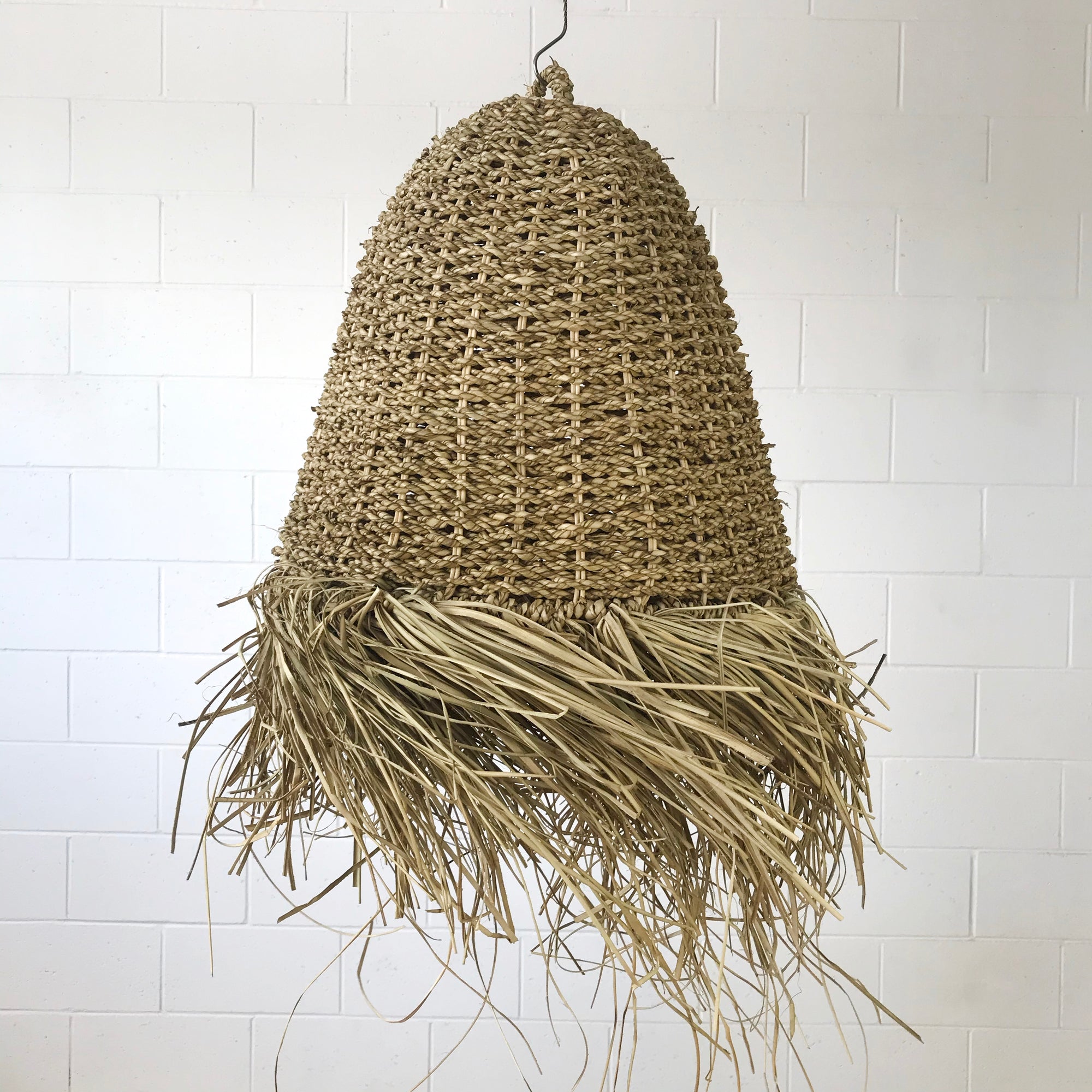 Medium Natural Seagrass Fringe Pendant
