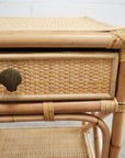 Square Rattan + Drawer Side Table