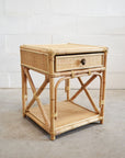 Square Drawer Rattan Side Table 