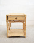 Square Rattan + Drawer Side Table