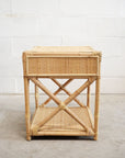 Square Rattan + Drawer Side Table