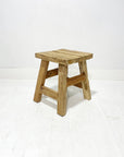 Square Workers Rustic Teak Stool 45cm