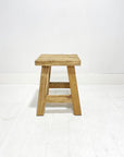 Square Workers Rustic Teak Stool 45cm