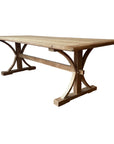 Teak Timber Curved Cross Leg Dining Table 2m x 1m