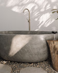 Oval Concrete Terrazzo Stone Bath 1800x1150x600mm - Light Grey