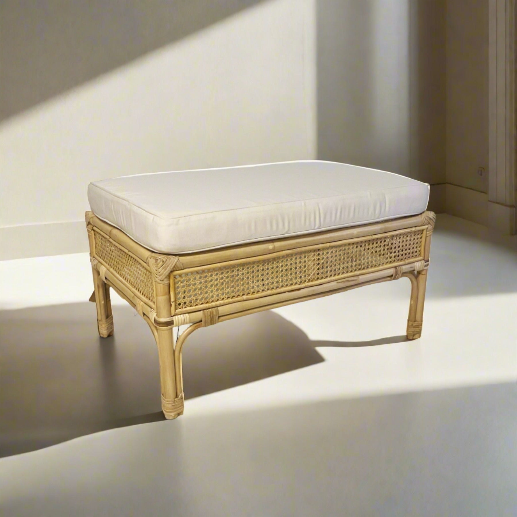 Footstools Villa Rattan Foot Stool | Made To Order – Paradise Living Co.