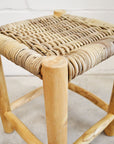 Woven Rattan & Teak Stool