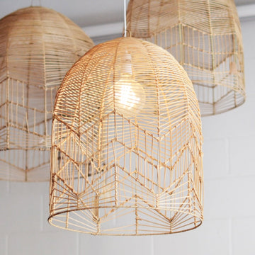 Small Zig Zag Rattan Pendant