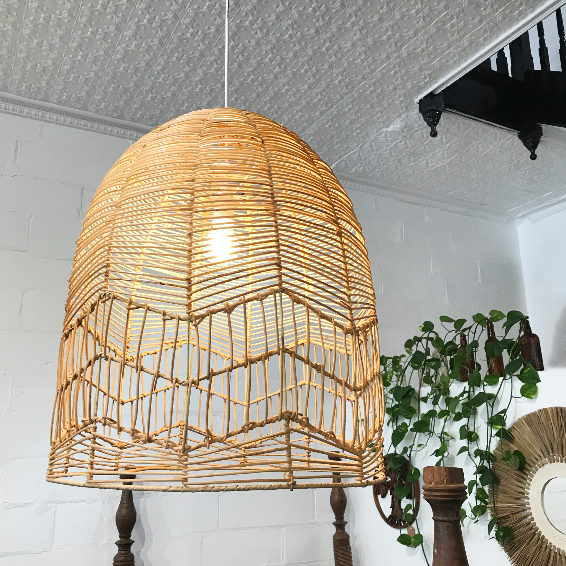 Medium Zig Zag Rattan Pendant Paradise Living Co
